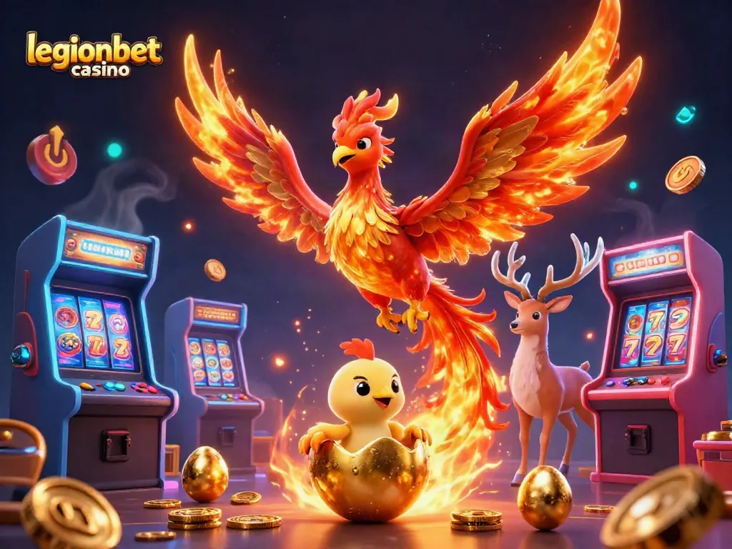 Experience thrilling gaming at legionbet casino with a vibrant phoenix and magical visuals.