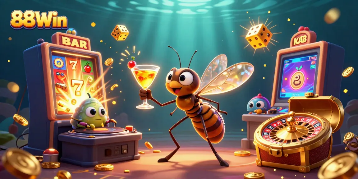 Engage with 88Win, featuring a vibrant casino scene with characters and elements emphasizing excitement and gaming action.