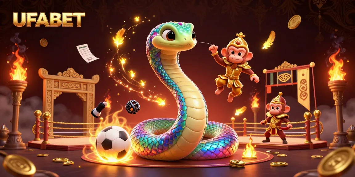 Join the excitement of UFABET's vibrant betting gaming scene featuring colorful characters and dynamic sports elements.