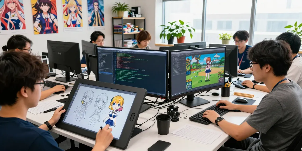 Collaboration inside a studio developing a new hentai game with designers and programmers.