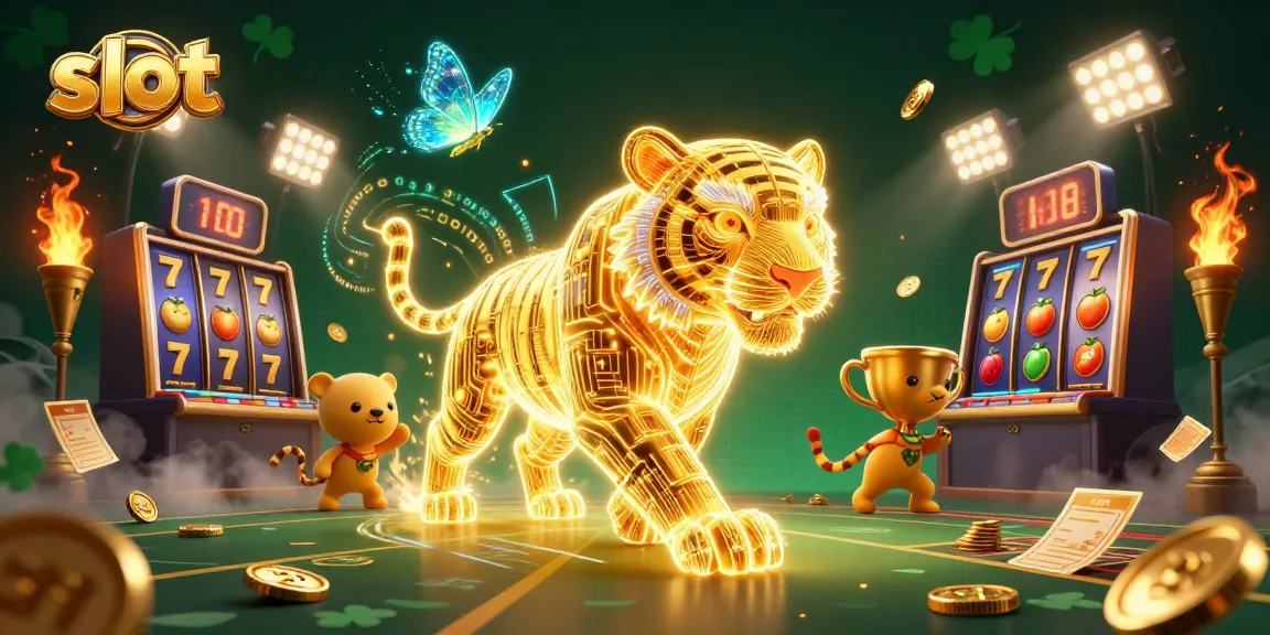 Spin the slot reels with golden tiger energy illuminating the casino landscape.