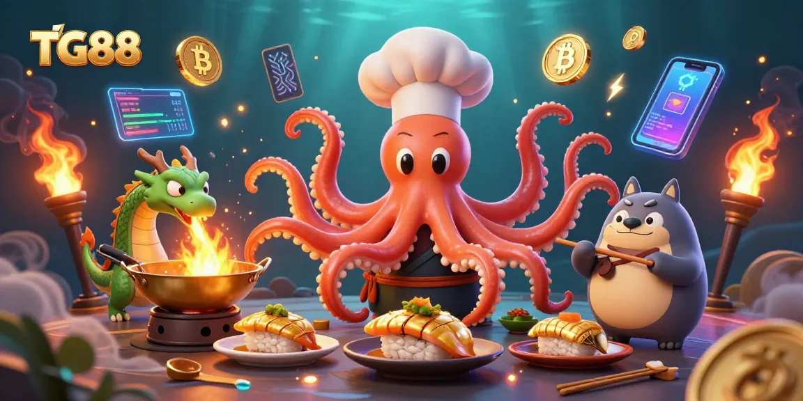 Experience thrilling gaming at TG88 with vibrant casino characters and crypto elements.