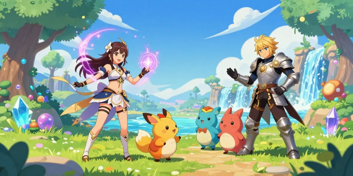 Engaging characters in ecchi games set against a vibrant fantasy landscape, showcasing magical adventures and playful interactions.